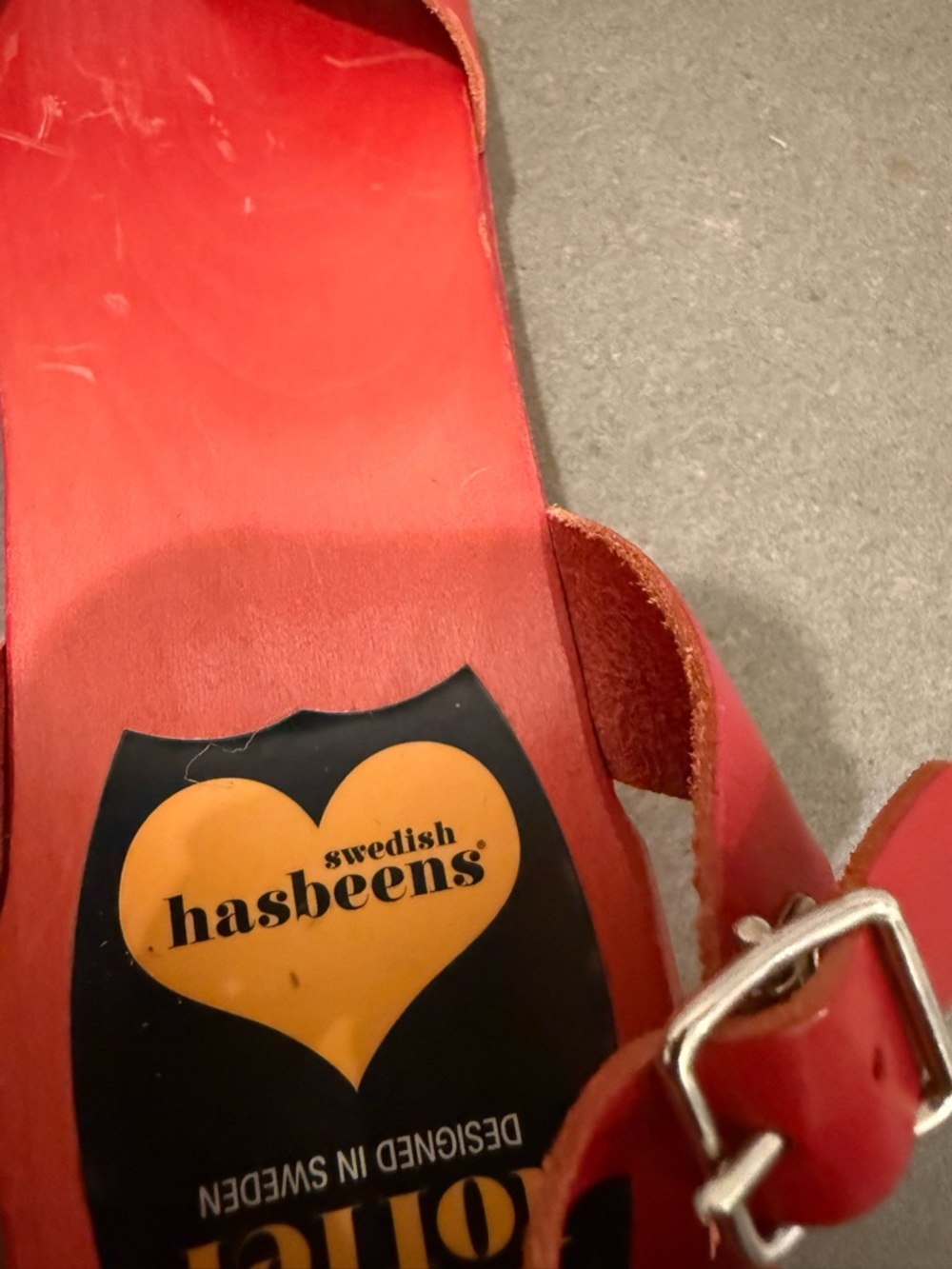 Swedish Hasbeens Red Bow Peep-Toe Sandals with Ankle Strap - Picture 7 of 9